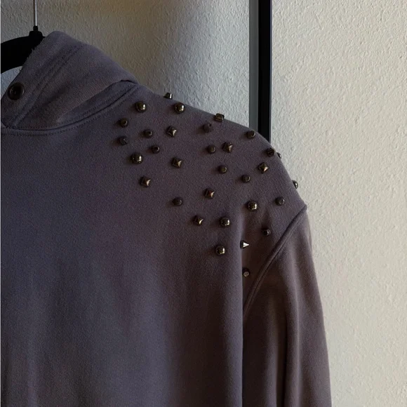 Free People Distressed Studded Hoodie Mauve - Picture 3 of 6